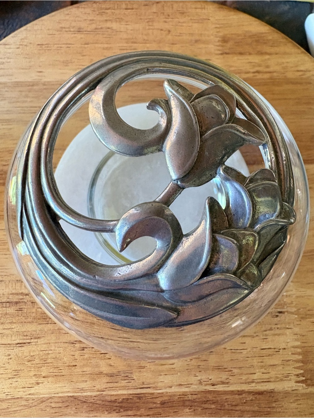 Seagull Pewter Trinket Dish, Potpourri Bowl with Pewter Lid, Floral Vintage 🌷